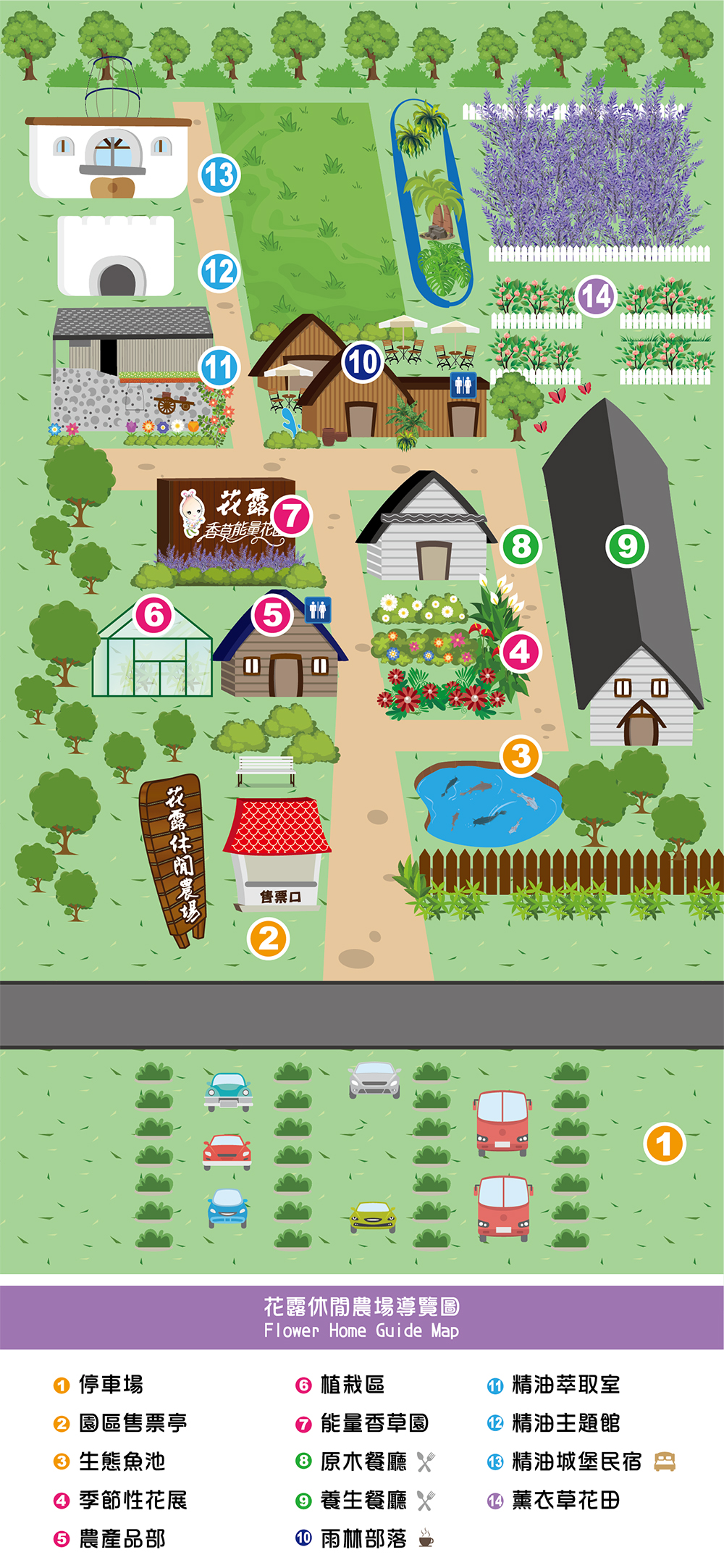 花露休閒農場園區導覽地圖 Flower Home Guide Map